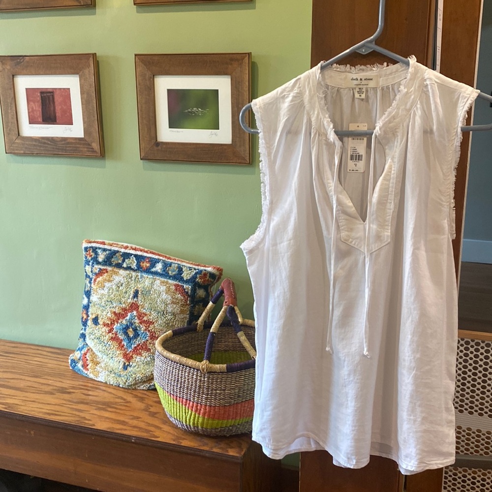 NWT Anthropologie Cloth and Stone brilliant white, soft cotton sleeveless top